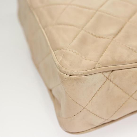 CHANEL Matelasse Chain Shoulder Bag Lamb Skin Beige Gold CC Auth bs26041 - Picture 15 of 16